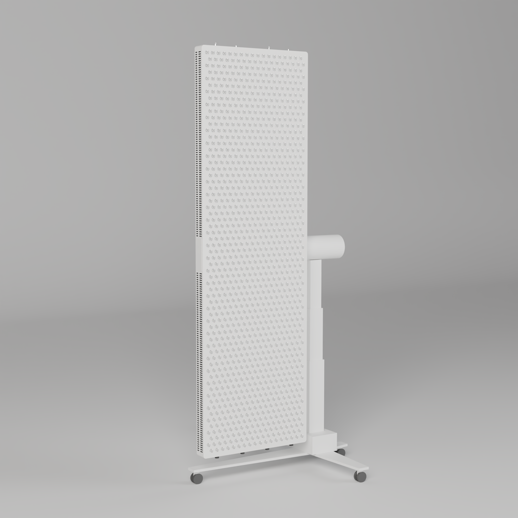 DRKD Retreat 189 at a three-quarter angle with the LED array off, white housing on the MS2000-B iron column stand.