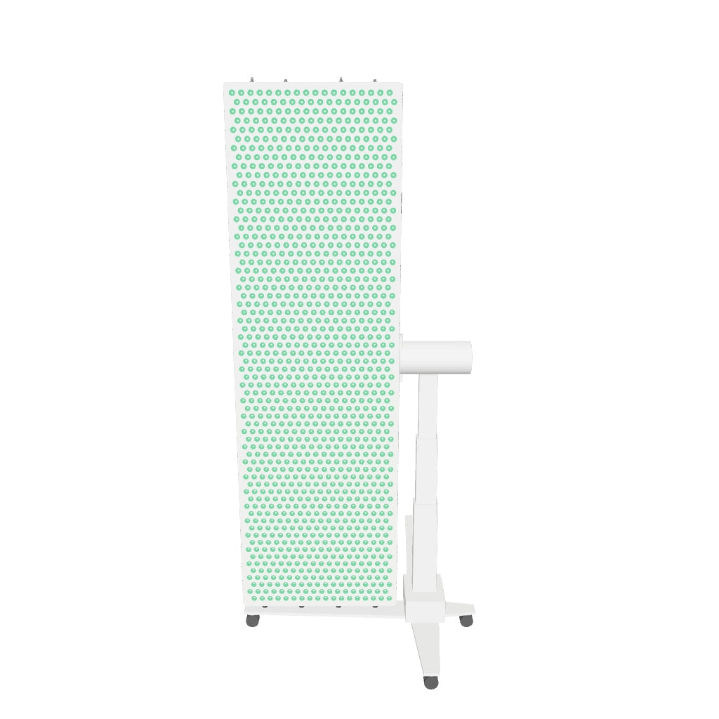Interactive 3D model of the DRKD Retreat 189: white panel head with its LED array lit green, on the MS2000-B iron column stand.